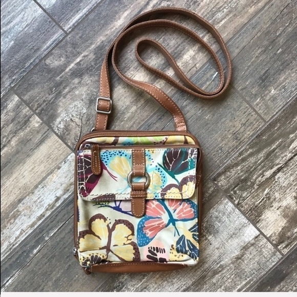 FOSSIL adjustable multi pocket iPad crossbody purse bag - Picture 2 of 10